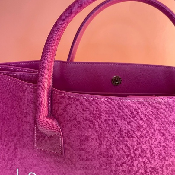 NEW TRENDY MAGENTA I SPEAK FLUENT DESIGNERS MODERN VEGAN TOTE BAG - Picture 6 of 8